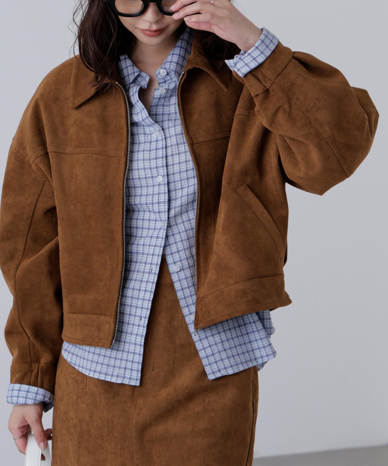 合皮ジップアップブルゾン