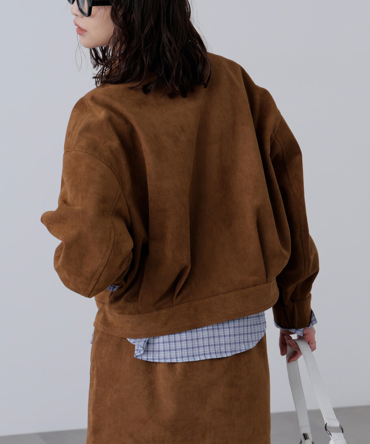 合皮ジップアップブルゾン