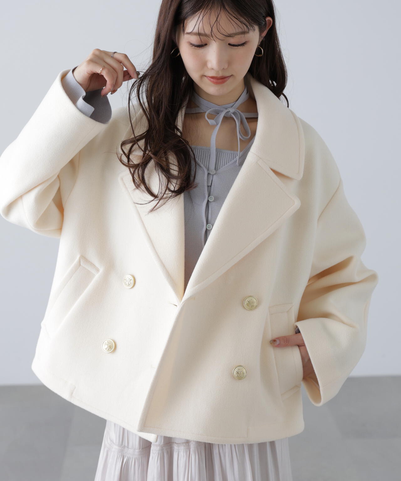 【はかな企画】ミドル丈オーバーピーコート〈MFM〉