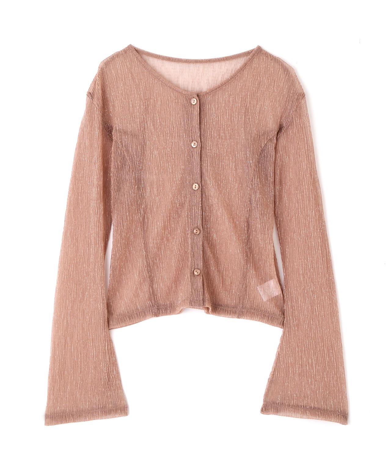 ラメシアー楊柳カットソーカーディガン