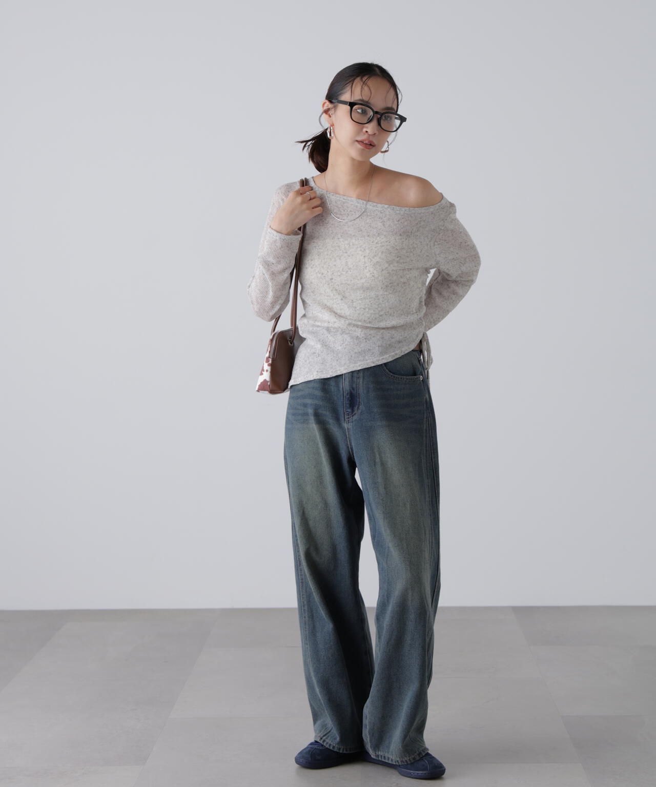 メランジドロストシャーリングカットソー