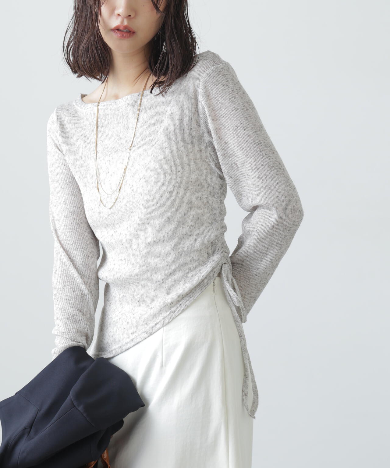 メランジドロストシャーリングカットソー