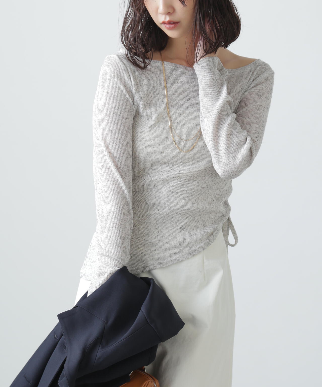 メランジドロストシャーリングカットソー