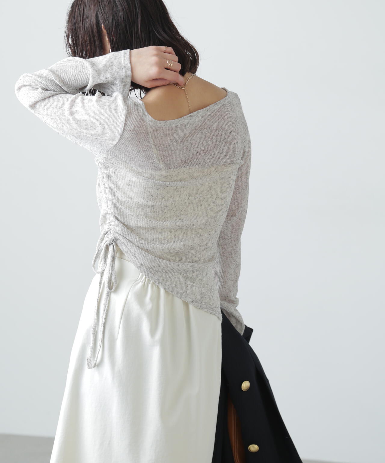 メランジドロストシャーリングカットソー