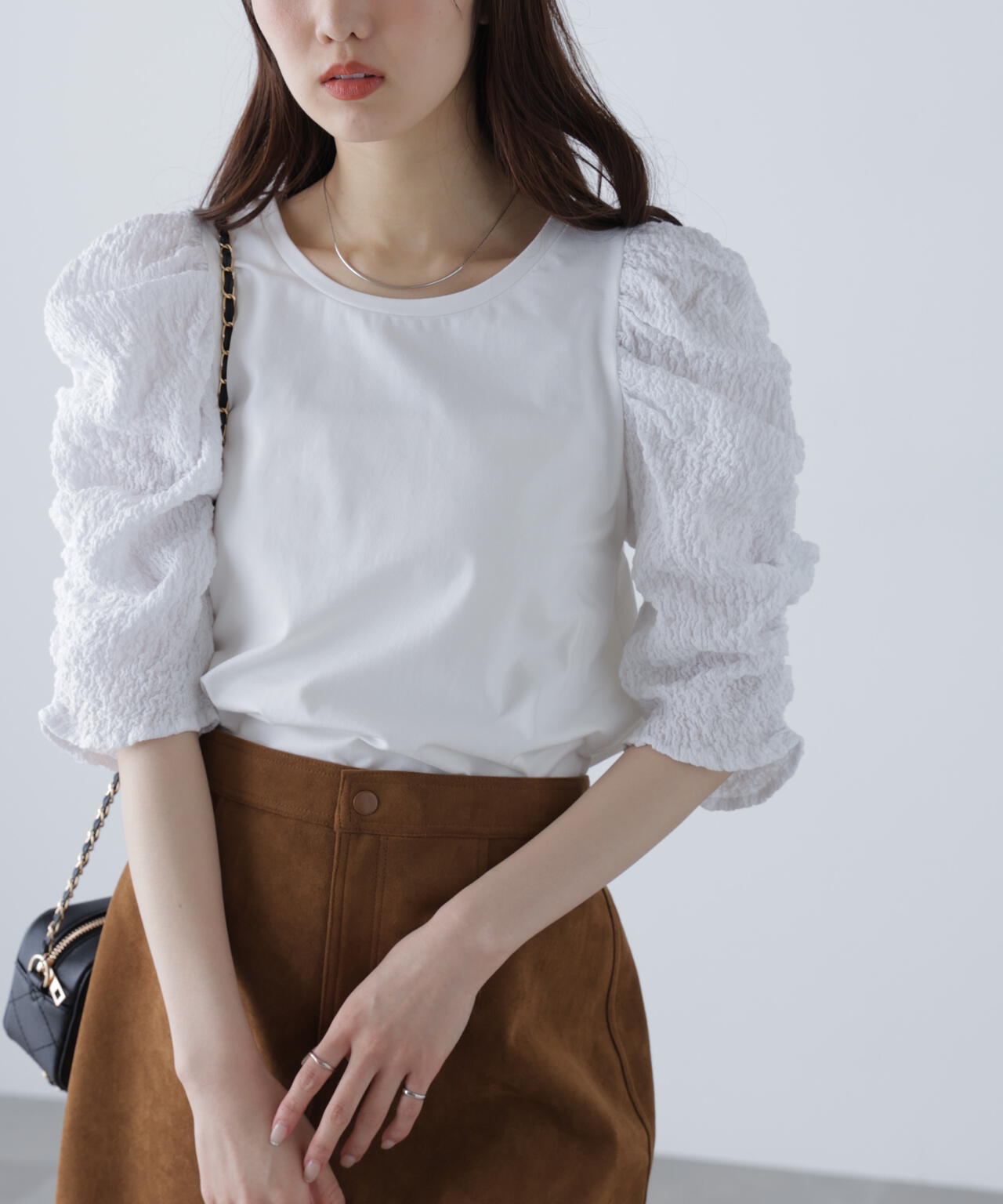 【MFM】ジャガートスリーブ半袖カットソー