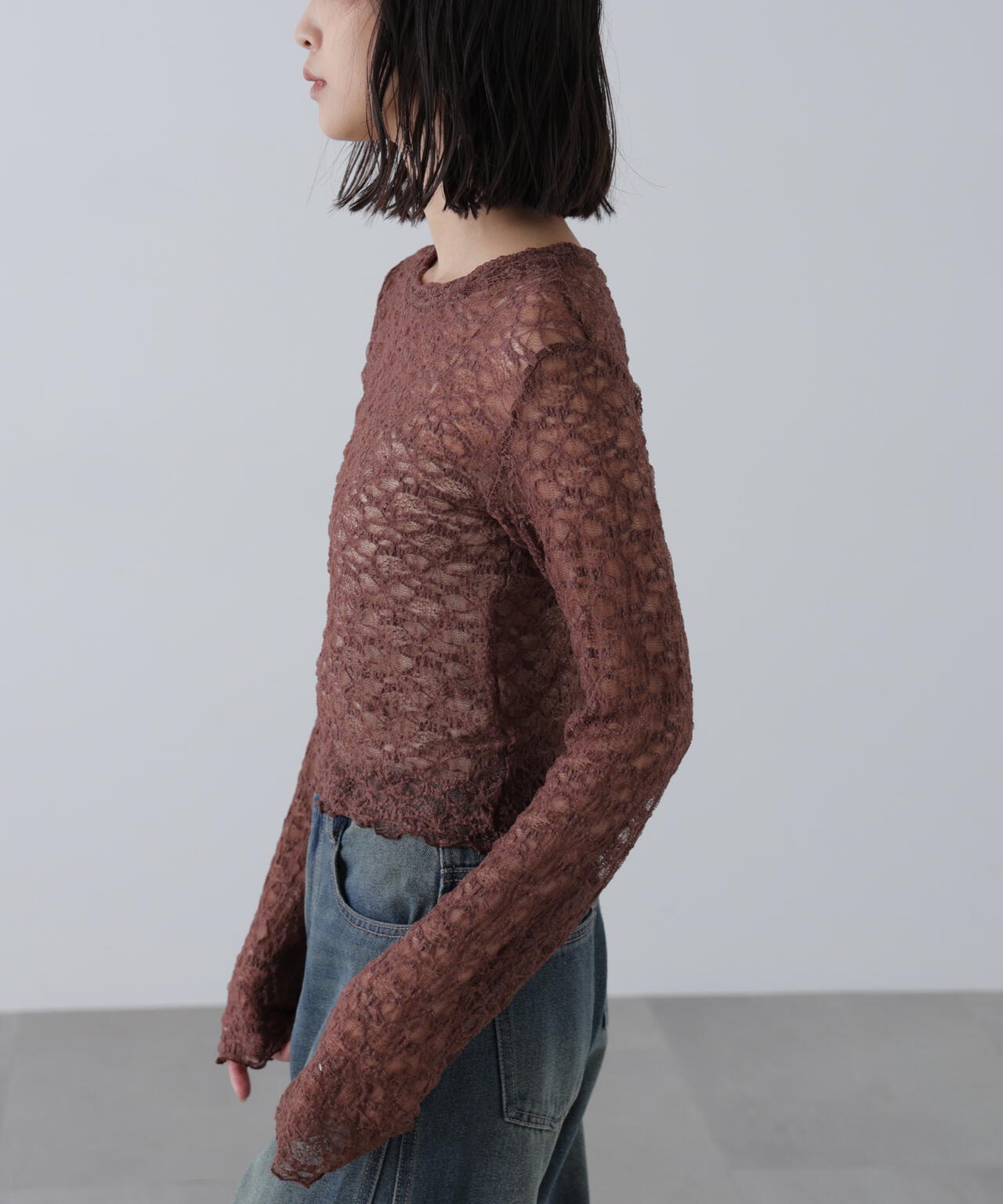 ショート丈レーストップス