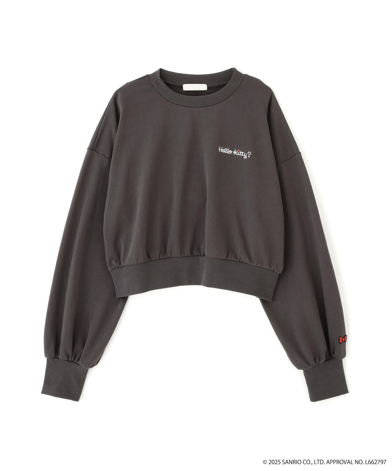 【HELLO KITTY】サンリオキャラクターズコラボ SHORT SWEAT ショートスウェット 胸LOGO×袖RIBBON