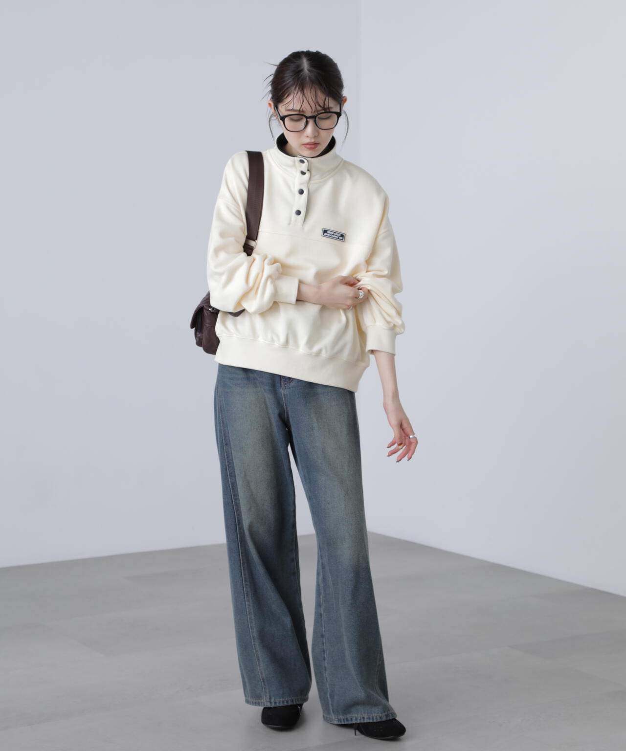 スタンドネックバイカラースウェット