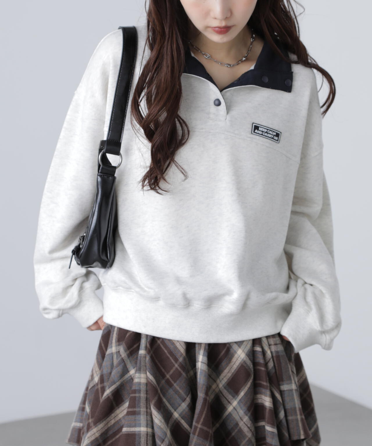 スタンドネックバイカラースウェット