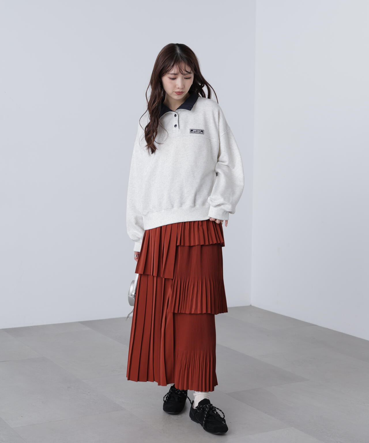 スタンドネックバイカラースウェット