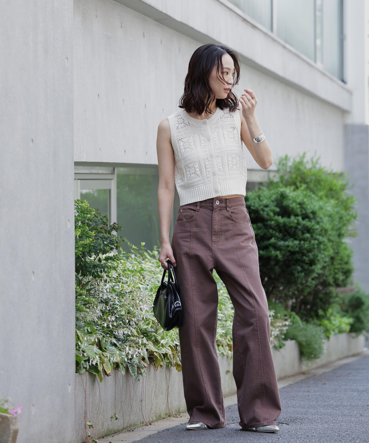 前後2wayクロッシェニットベスト