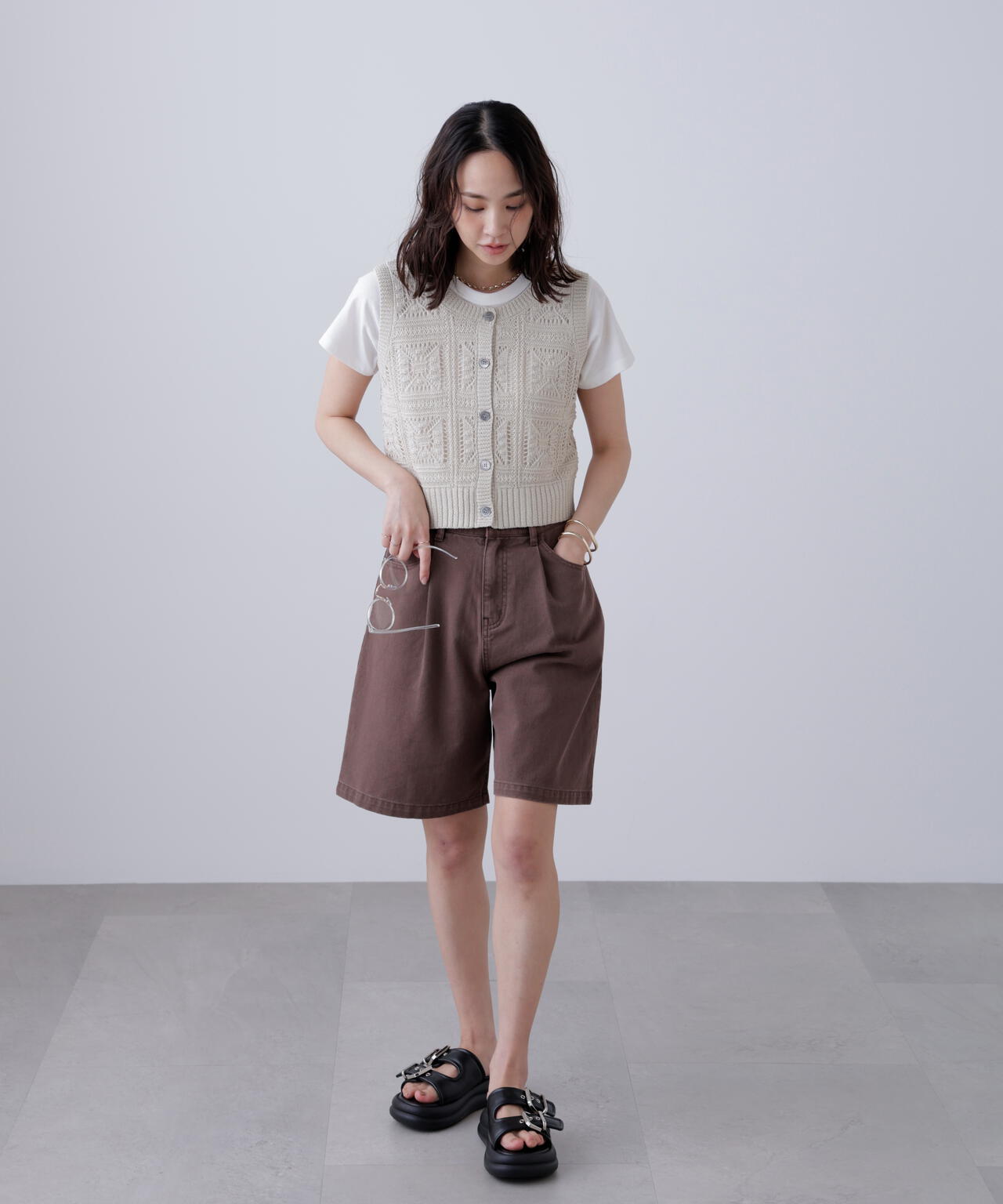 前後2wayクロッシェニットベスト