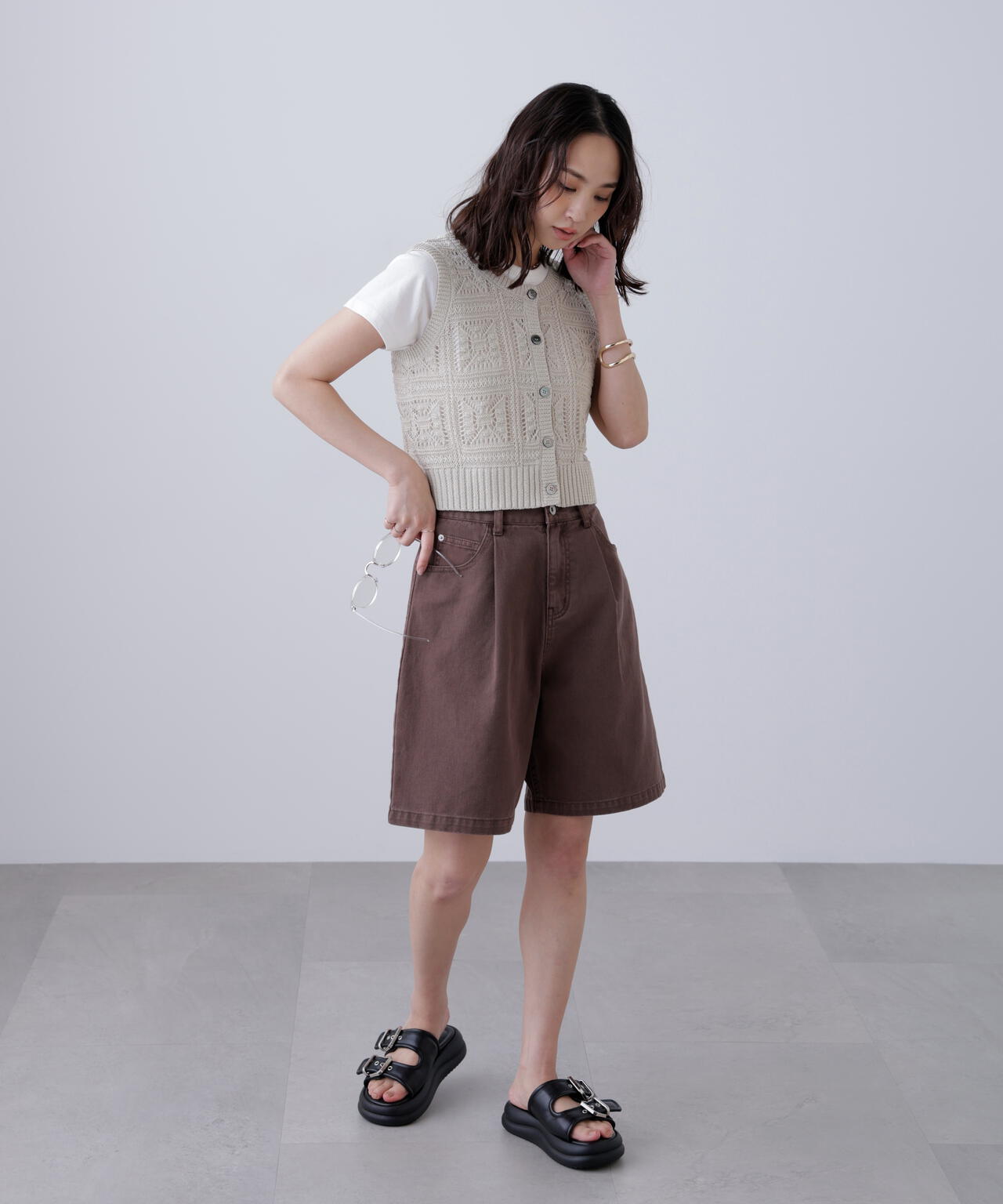 前後2wayクロッシェニットベスト