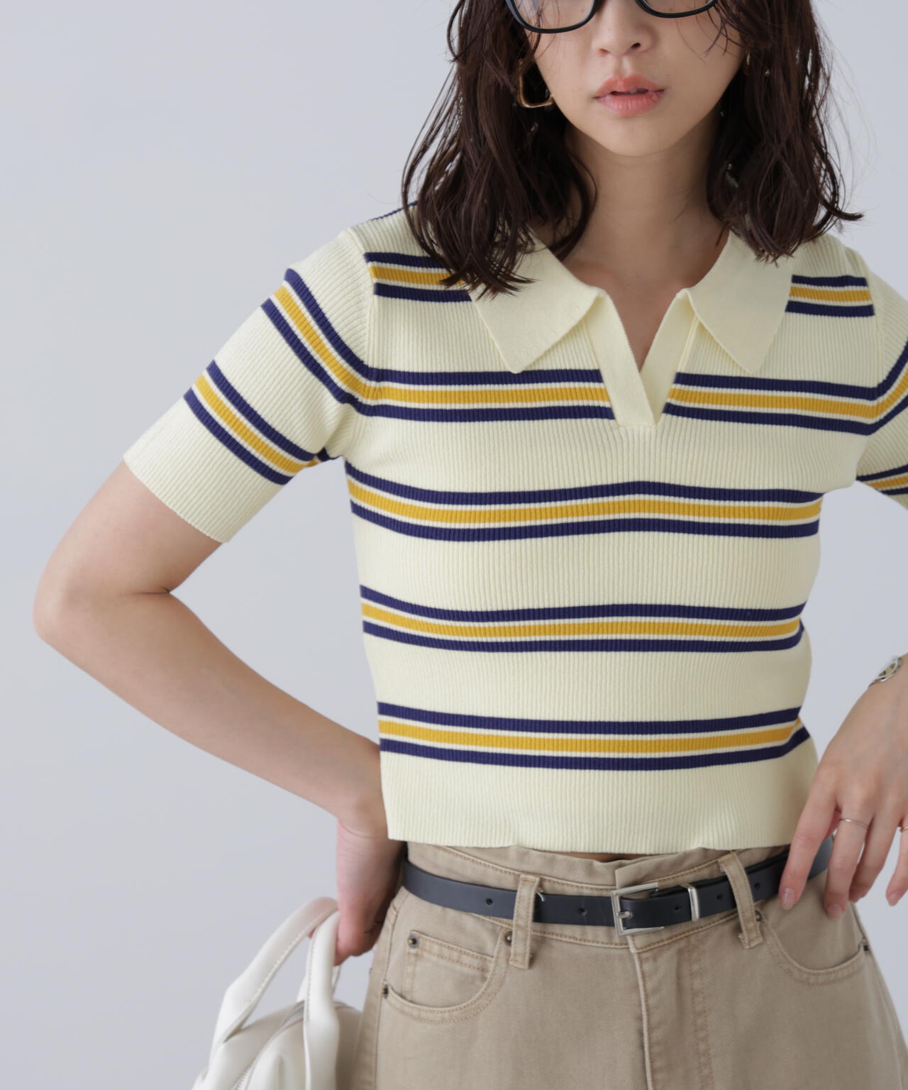 マルチボーダースキッパーリブニット