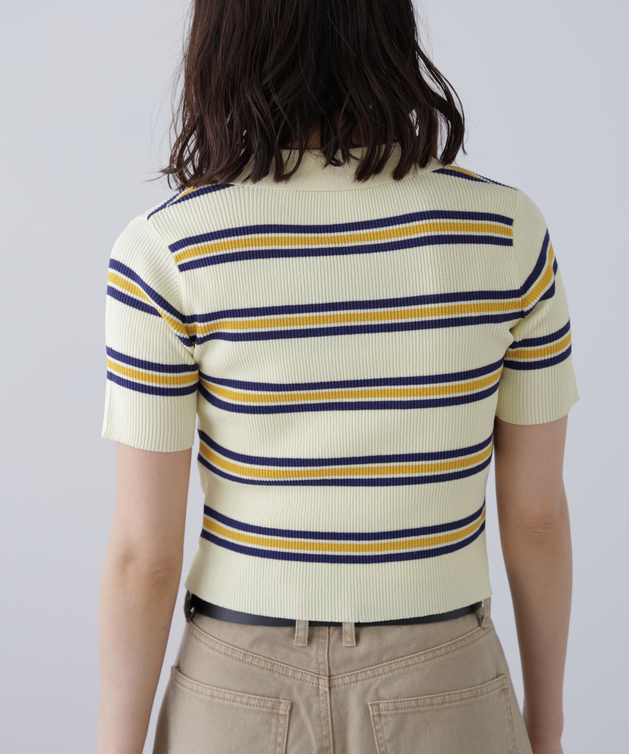 マルチボーダースキッパーリブニット
