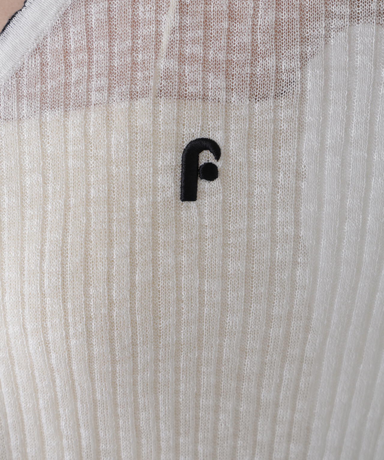 配色ラインスカラップシアーリブカーディガン