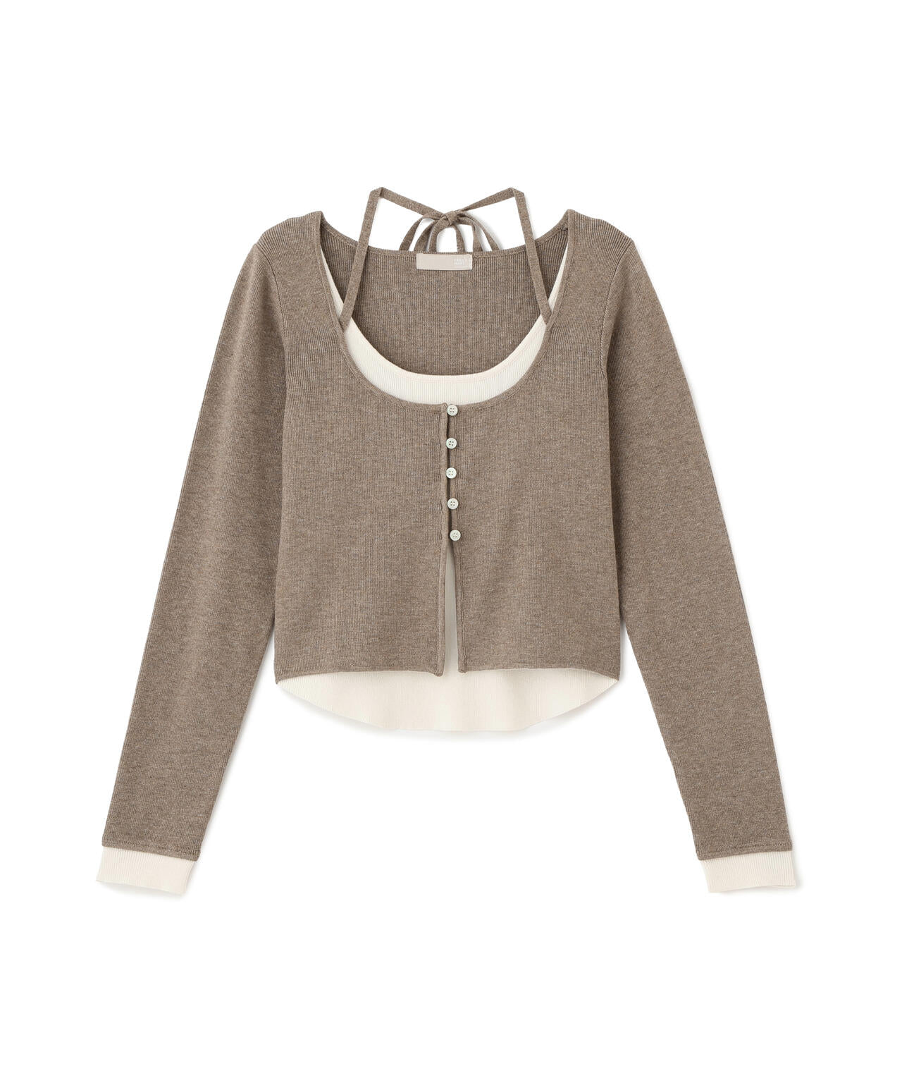 キャミレイヤードクルーネックニット