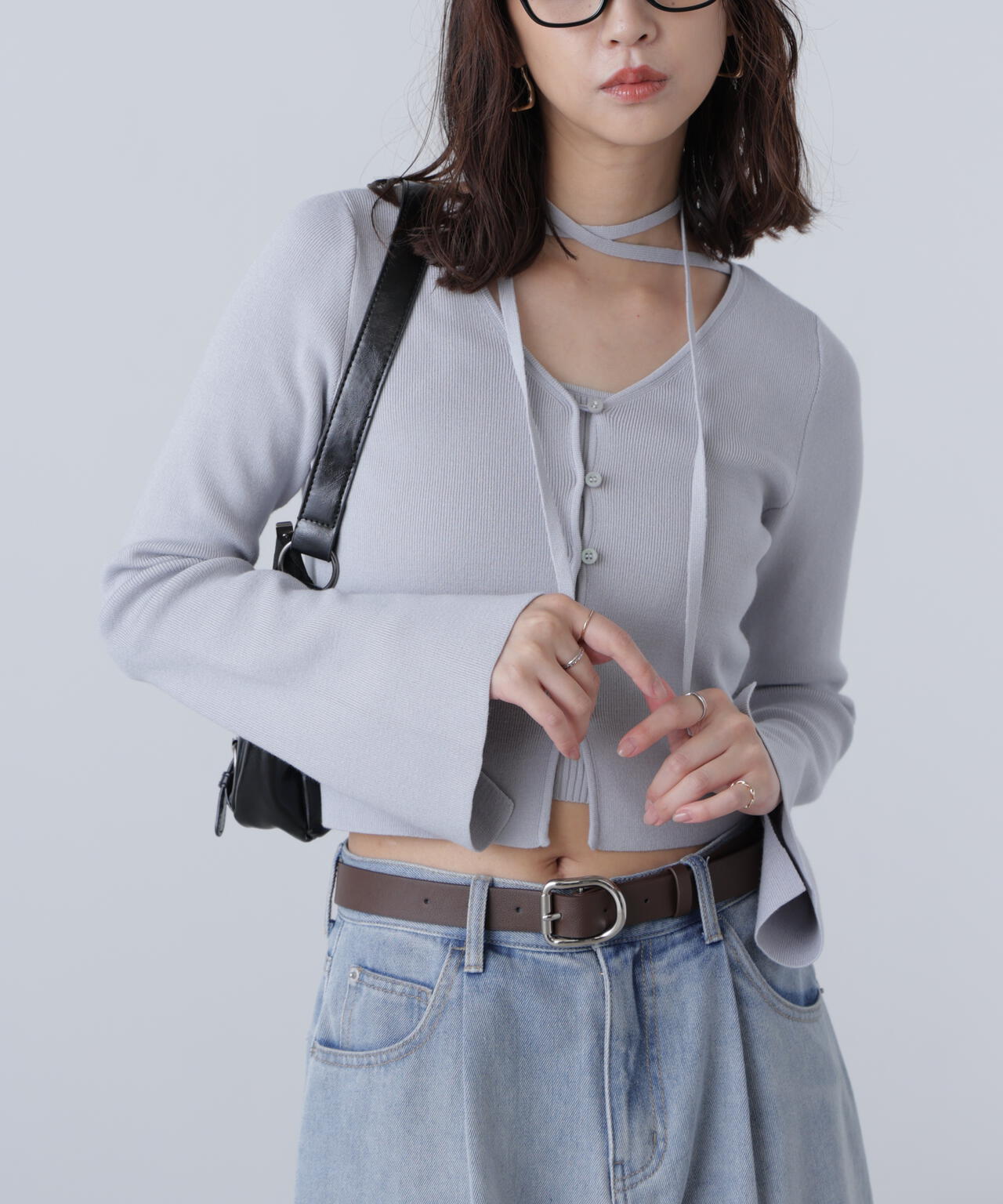 キャミレイヤードニットカーディガン