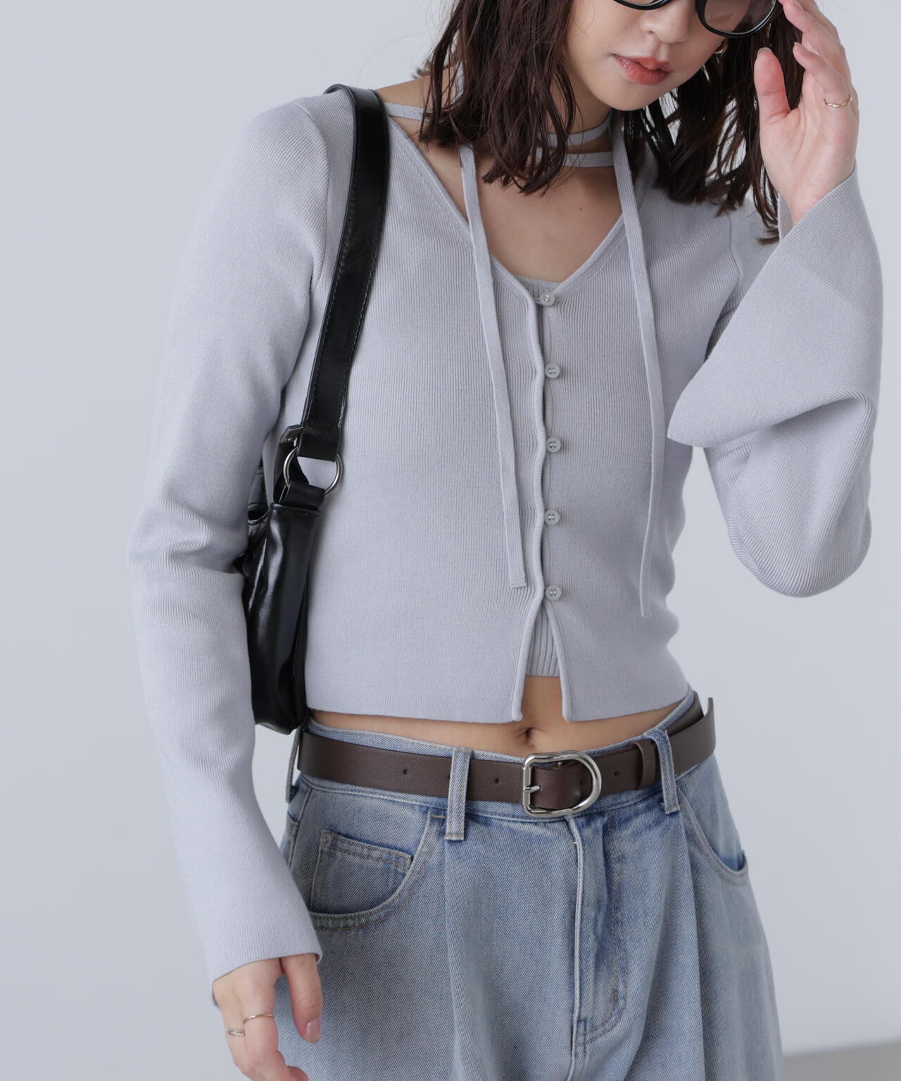 キャミレイヤードニットカーディガン