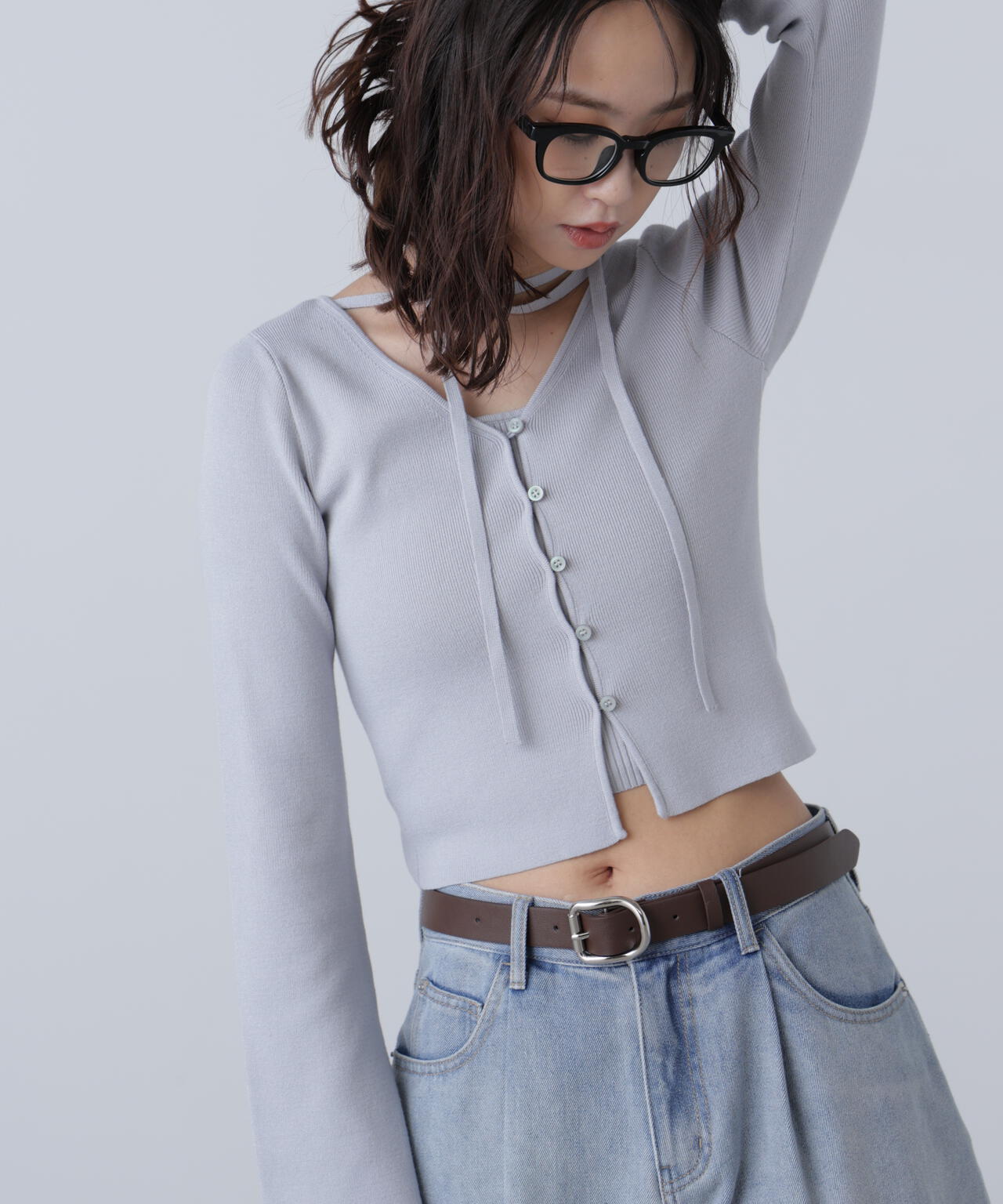 キャミレイヤードニットカーディガン