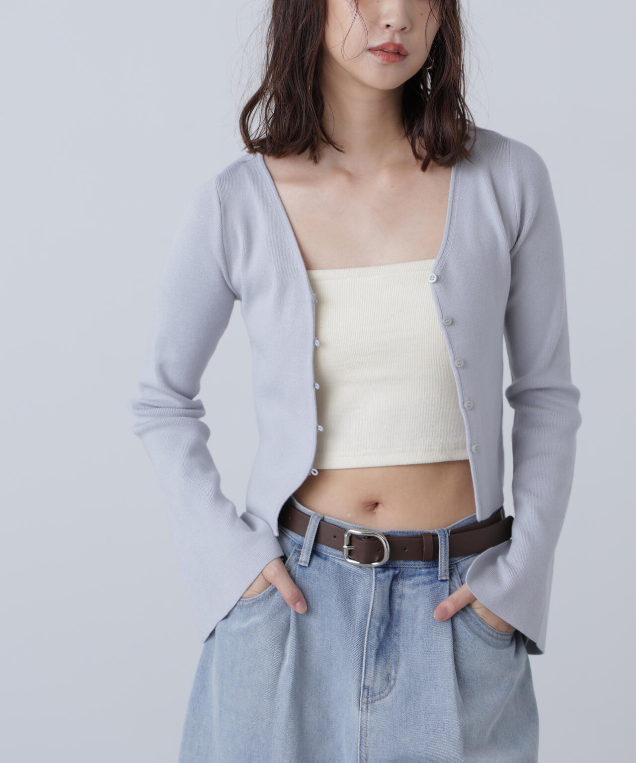 キャミレイヤードニットカーディガン