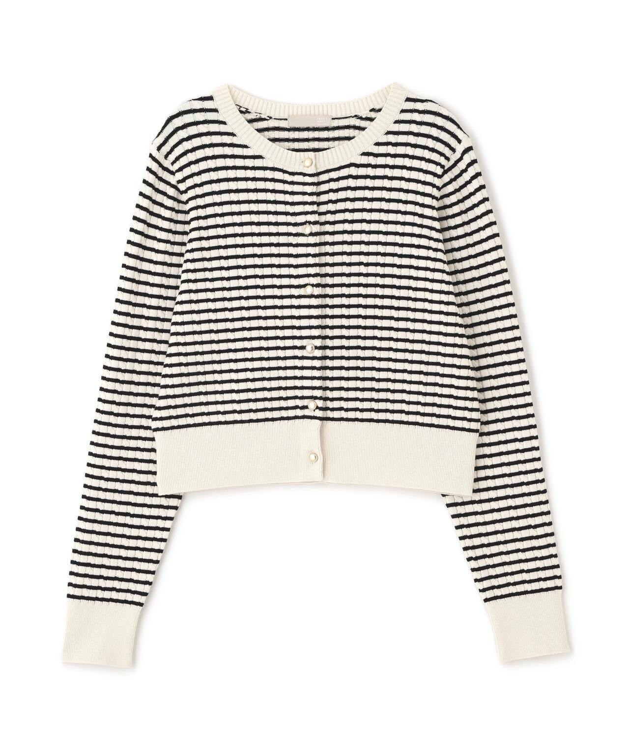 金ボタンミニケーブルカーディガン