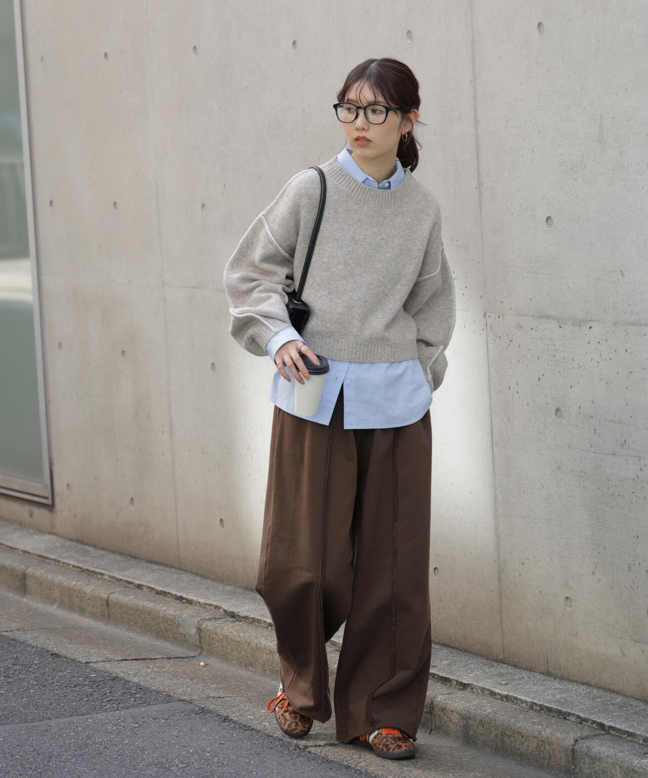 杢ストレッチ総針配色ステッチニット