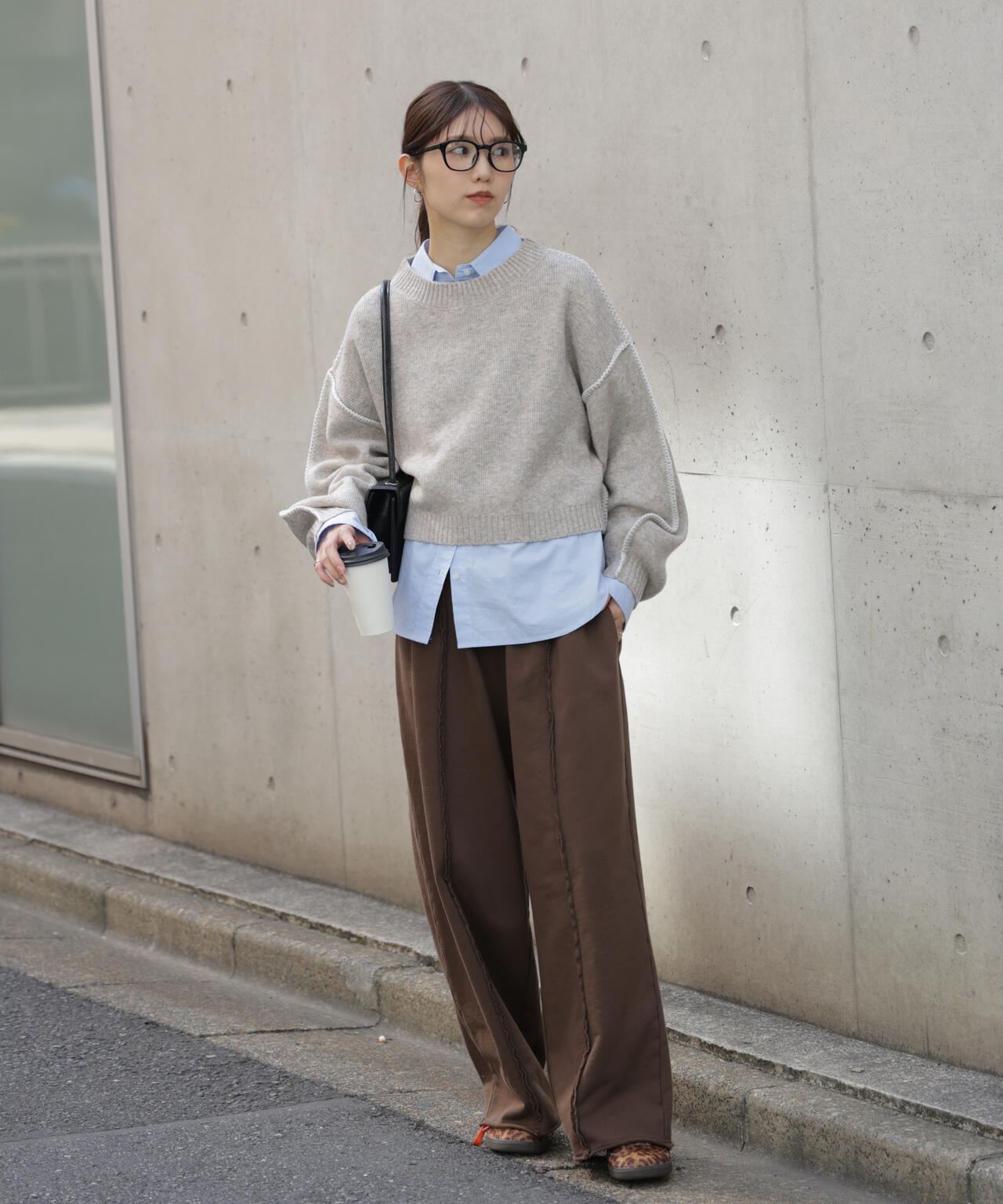 杢ストレッチ総針配色ステッチニット