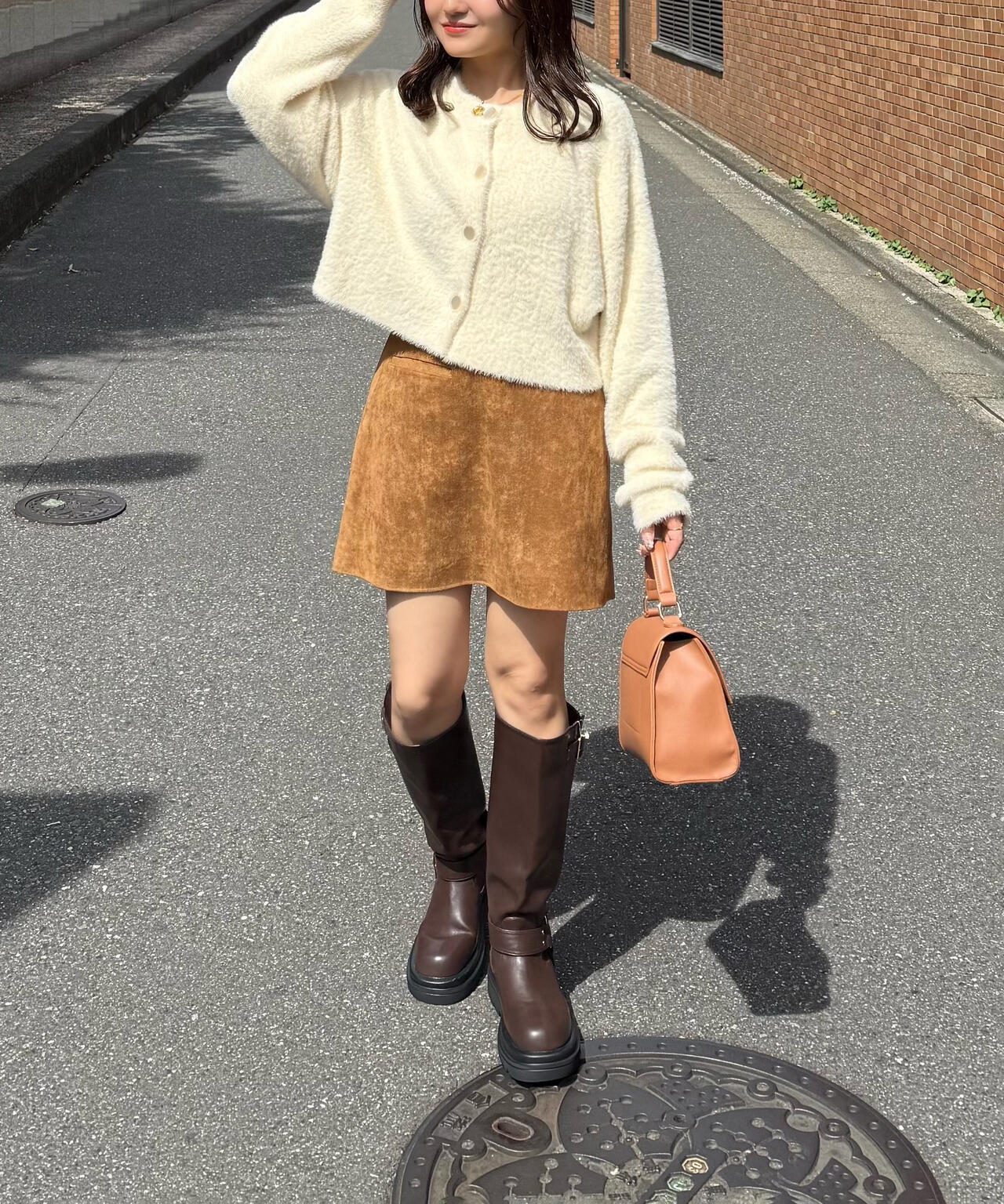 前後2wayショートシャギー短丈ニット