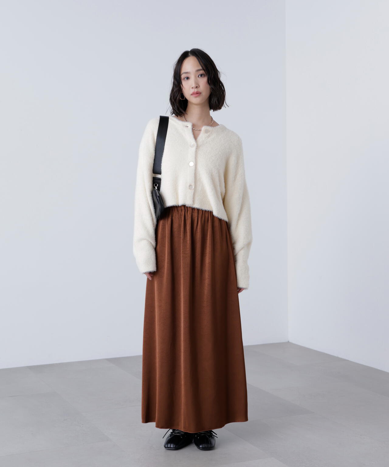 前後2wayショートシャギー短丈ニット