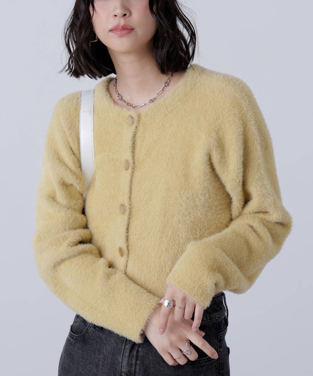 前後2wayショートシャギー短丈ニット