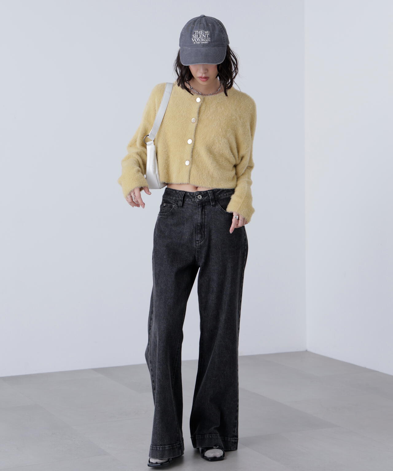 前後2wayショートシャギー短丈ニット