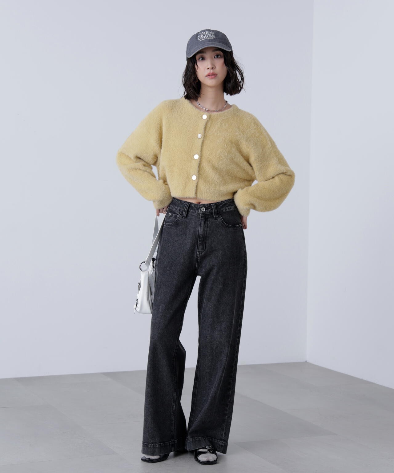 前後2wayショートシャギー短丈ニット