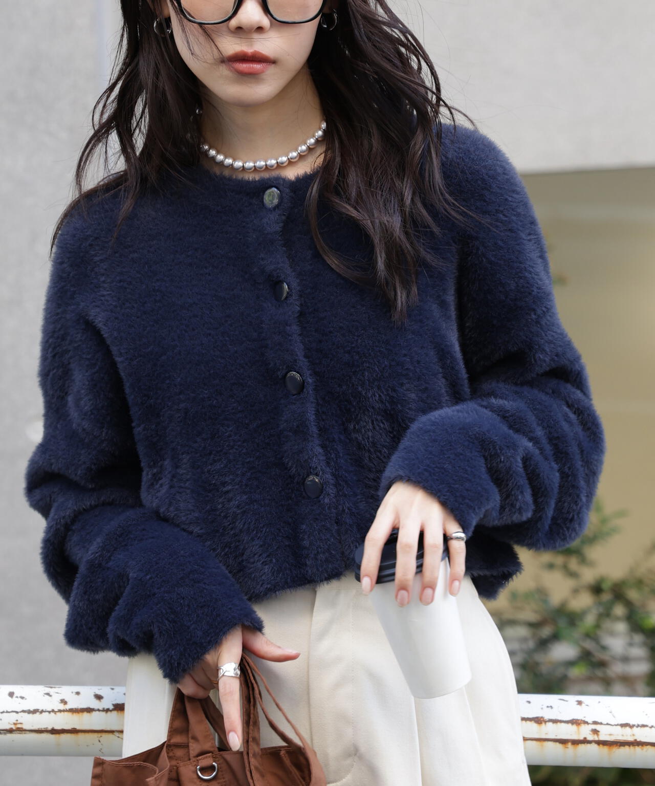 前後2wayショートシャギー短丈ニット