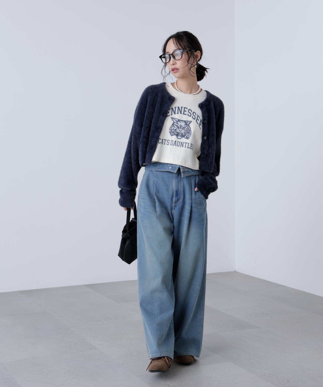 前後2wayショートシャギー短丈ニット