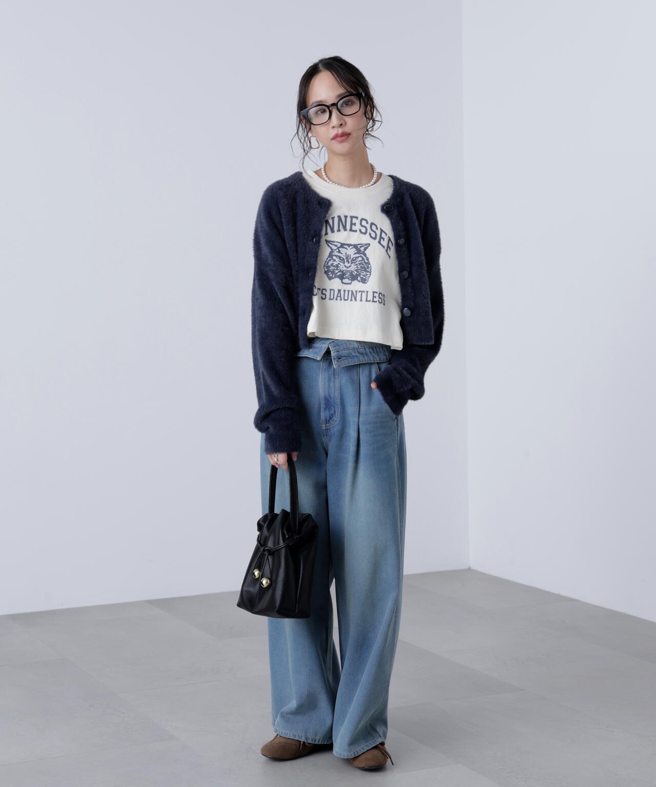 前後2wayショートシャギー短丈ニット