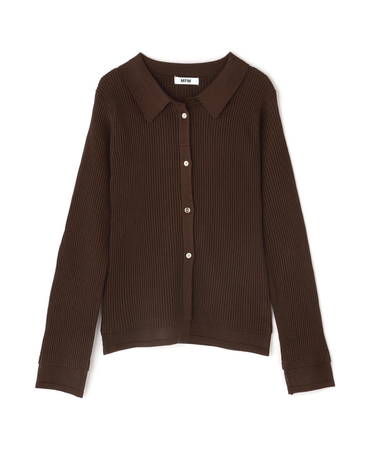 【MFM】金ボタン襟リブニット