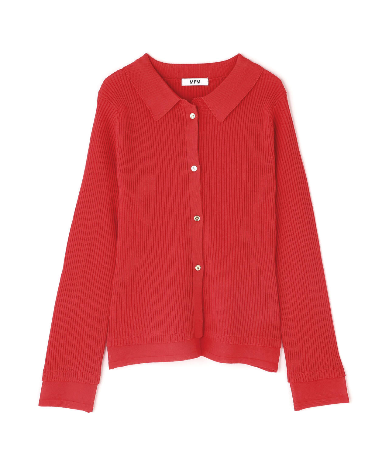 【MFM】金ボタン襟リブニット