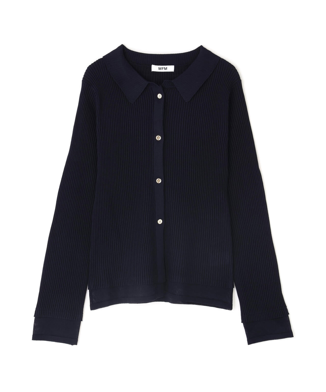【MFM】金ボタン襟リブニット