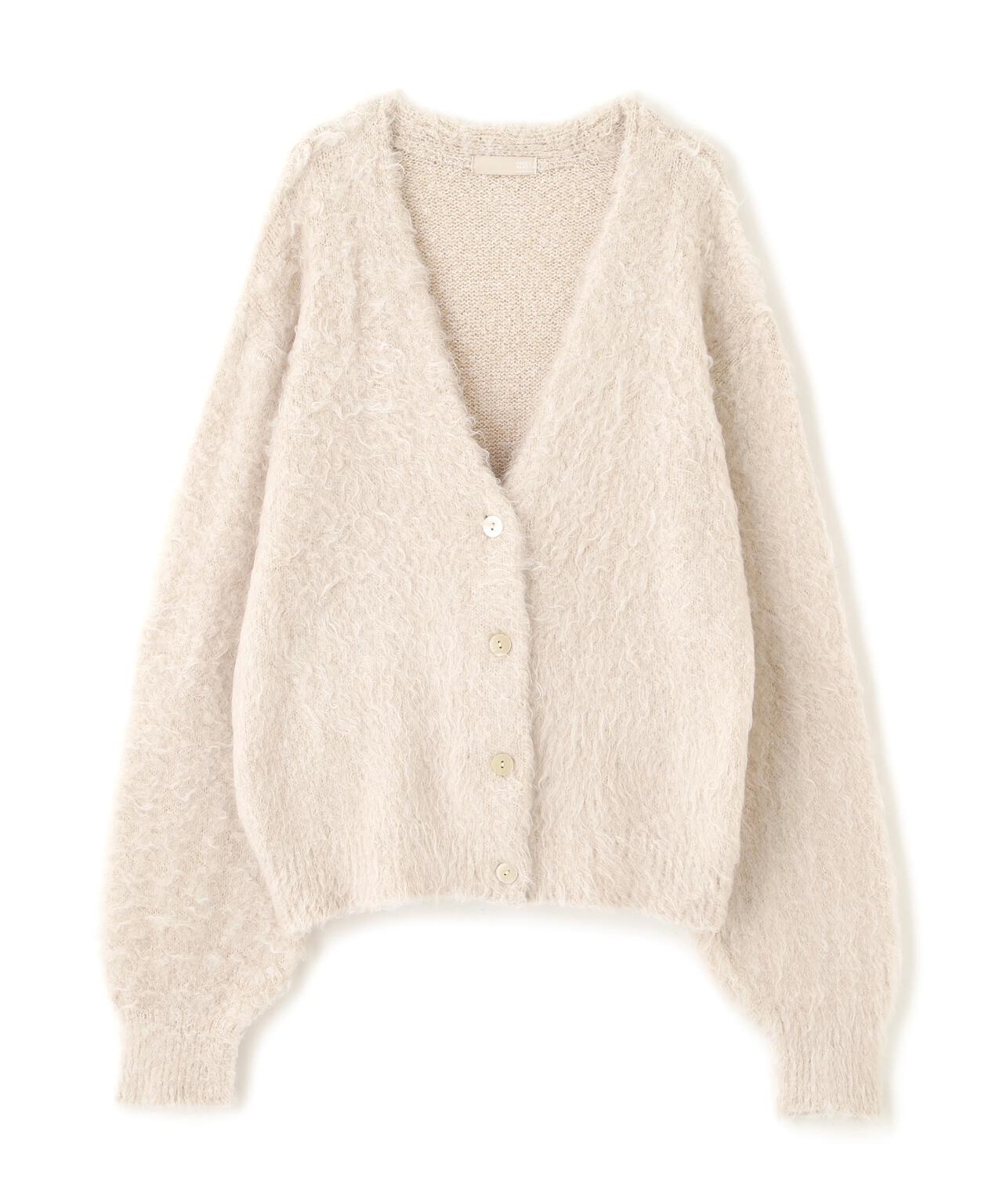 ウェーブ起毛Vネックカーディガン