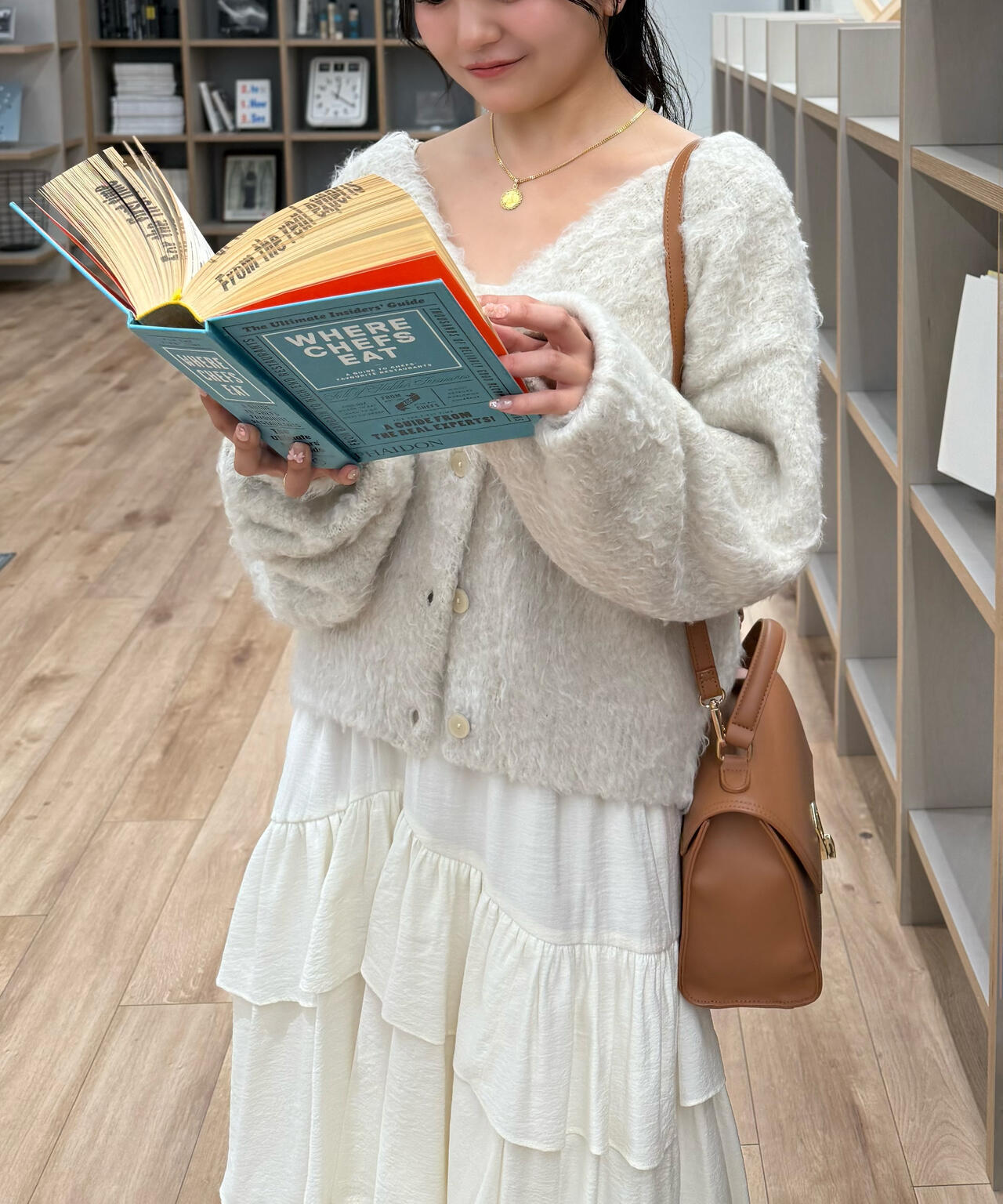 ウェーブ起毛Vネックカーディガン