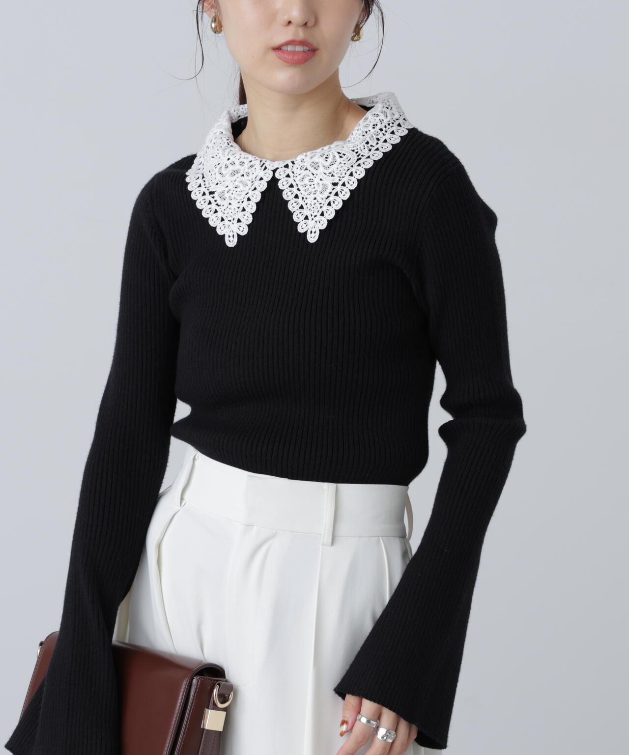 【MFM】白襟レースニット