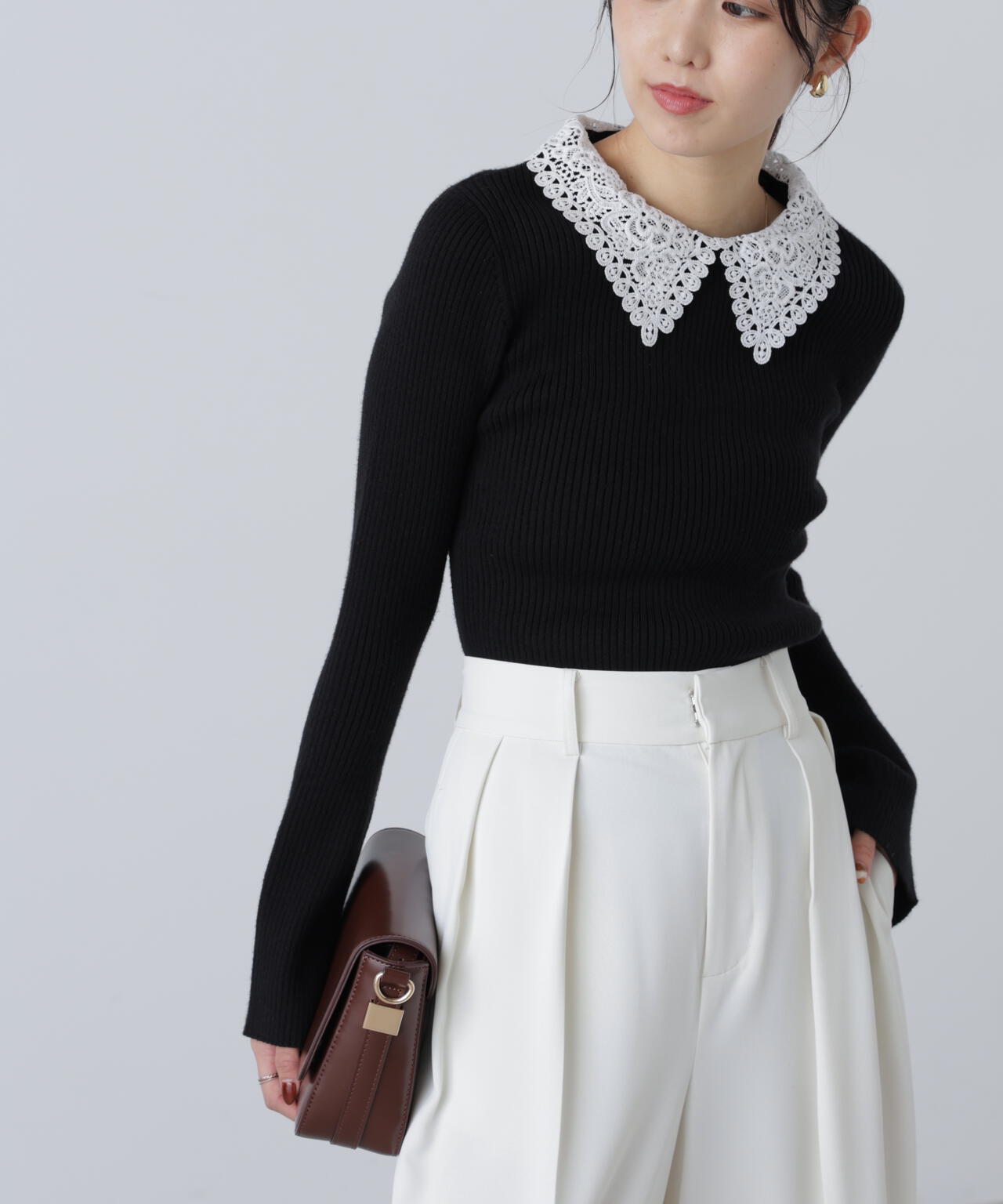 【MFM】白襟レースニット