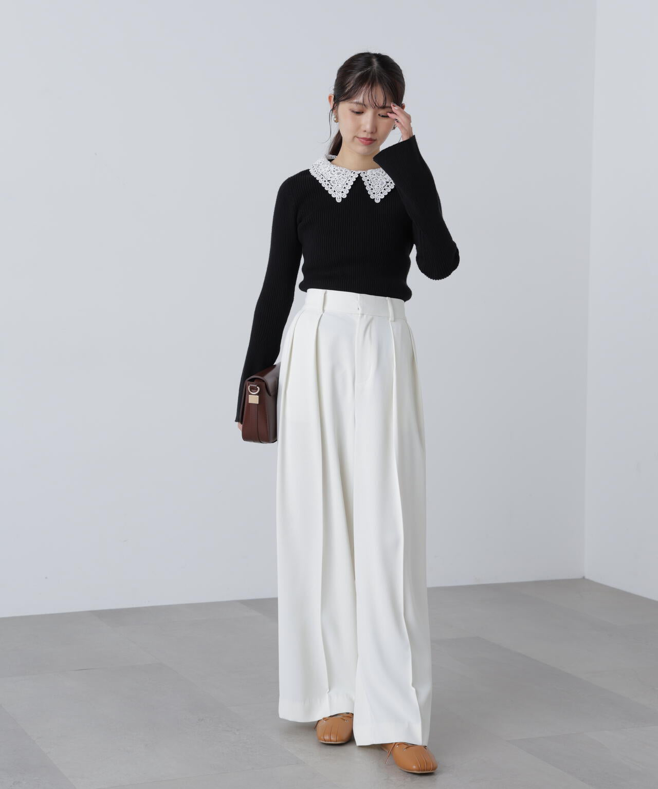 【MFM】白襟レースニット