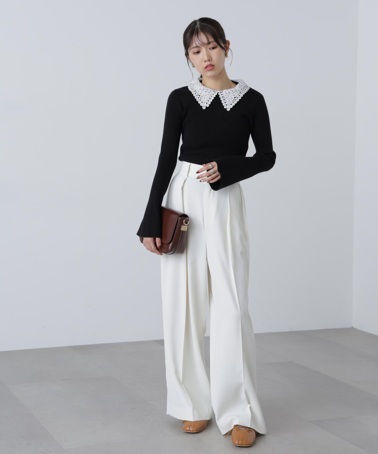 【MFM】白襟レースニット