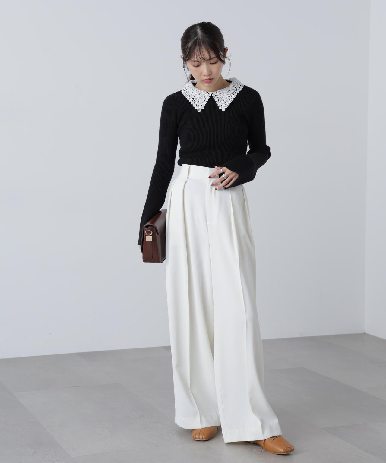 【MFM】白襟レースニット