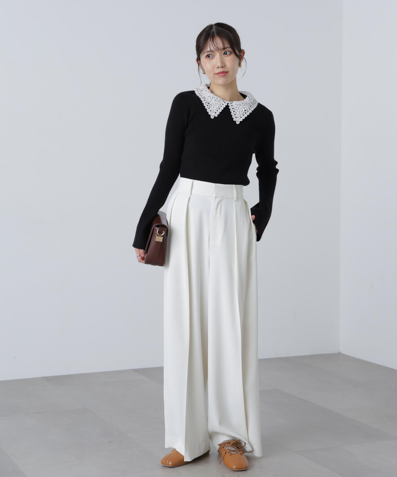 【MFM】白襟レースニット