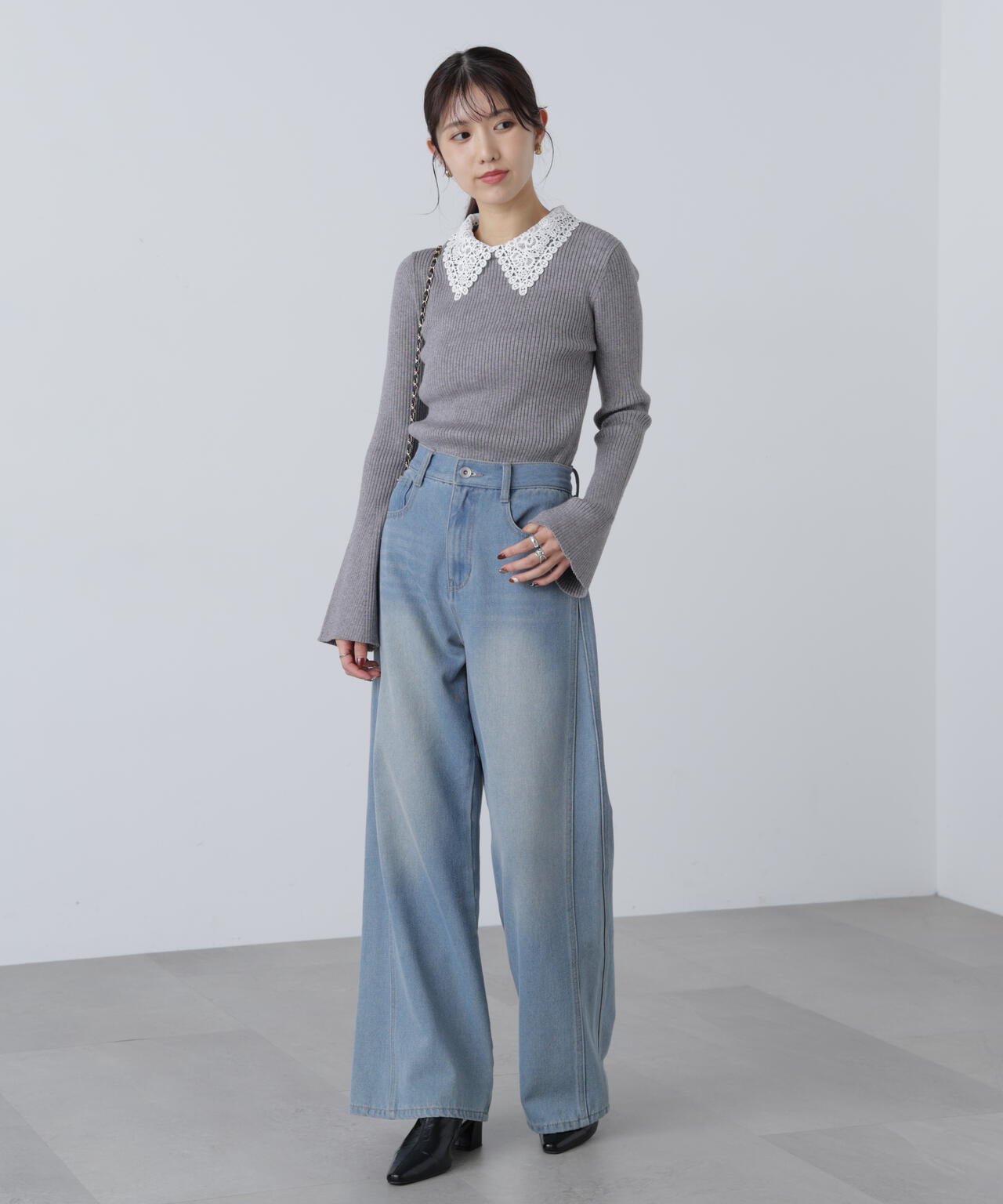 【MFM】白襟レースニット