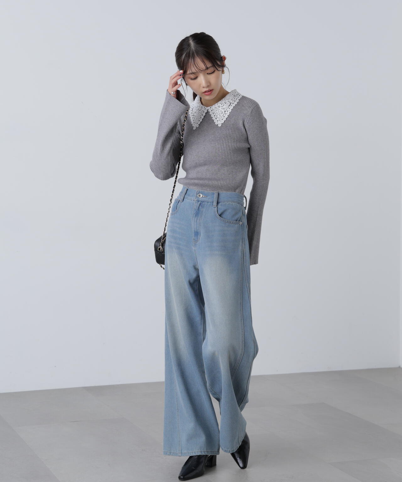 【MFM】白襟レースニット