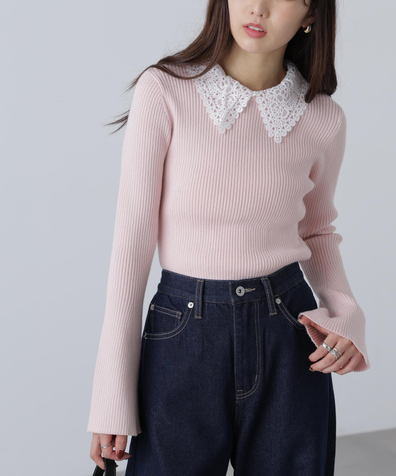 【MFM】白襟レースニット